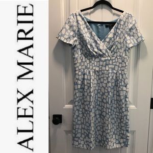 Alex Marie Pale Blue &‎ White Dress. Size 6.